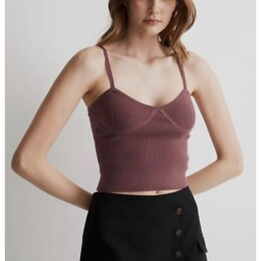 Madewell Crop Tank Top Corset Sweater Mauve Purple Wome Size Small